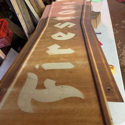 Large metal Firestone bowtie sign
