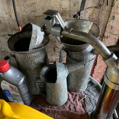 3 vintage metal oil cans 