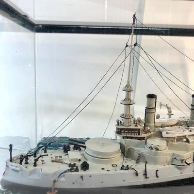Complete model ship USS Oregon military battleship
