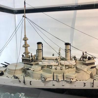 Complete model ship USS Oregon military battleship