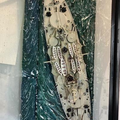 Complete model ship USS Oregon military battleship