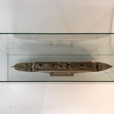 Completed model of RMS TITANIC inside display box, no lid