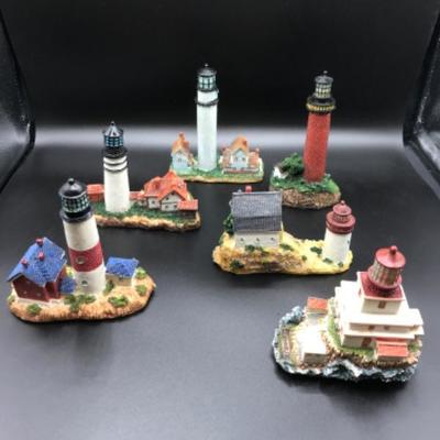 (6) Nautical Lighthouse Figurines East & West Coast Seaside Lot BB