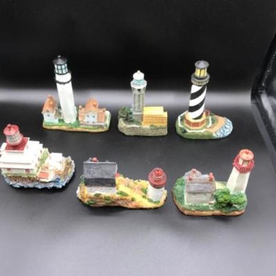(6) Seaside Nautical Painted Lighthouses East & West Coast Lot CC