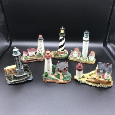 (6) East & West Coast Nautical Seaside Painted Lighthouses Lot DD
