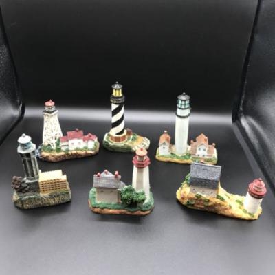 (6) East & West Coast Nautical Seaside Painted Lighthouses Lot DD