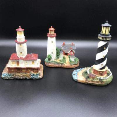 (5) Painted Nautical Seaside Lighthouse Figurines East & West Coast Lot EE