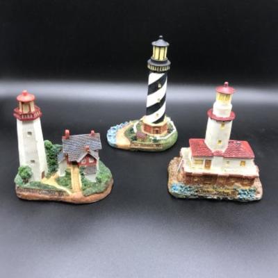 (5) Painted Nautical Seaside Lighthouse Figurines East & West Coast Lot EE