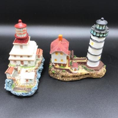 (5) Painted Nautical Seaside Lighthouse Figurines East & West Coast Lot EE