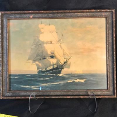 Antique or Vintage Tall Sailing Ship art work, framed prints,  11â€ x 15â€