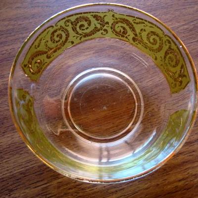 GR 145 - Bowls & Glasses - Avocado Green w/ Gold Relief