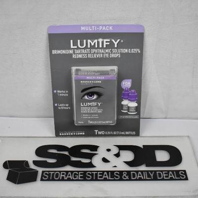Lumify Redness Reliever Eye Drops, Two 0.25 fl oz Bottles - New