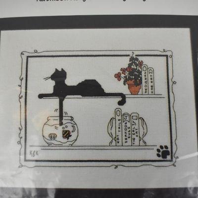Gone Fishin Cat - Calico Crossroads Cross Stitch Pattern with Linen Fabric - New