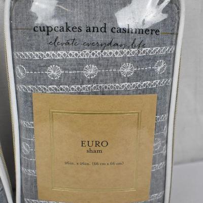 2x New Cupcake & Cashmere Euro One Sham, Chambray Dot Blue, $24 Retail - New