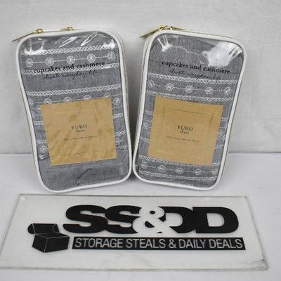 2x New Cupcake & Cashmere Euro One Sham, Chambray Dot Blue, $24 Retail - New