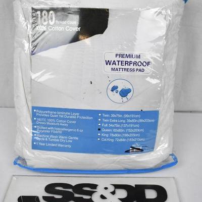Queen Size Mattress Pad. Waterproof Cotton, White, $20 Retail - New