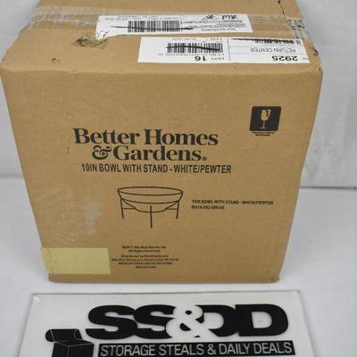 Better Homes & Gardens 10" Lantana Bowl with Stand in White/Pewter - New