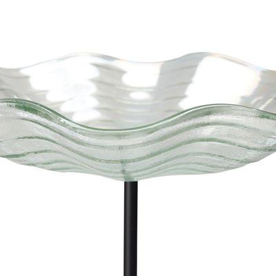 Mainstays Shell Glass Outdoor Bird Bath Stake - New