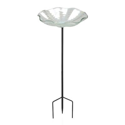 Mainstays Shell Glass Outdoor Bird Bath Stake - New