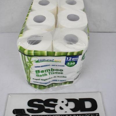Naturezway Bamboo 2-Ply Toilet Paper, 12 Rolls, 320 Sheets Each - New