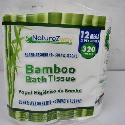 Naturezway Bamboo 2-Ply Toilet Paper, 12 Rolls, 320 Sheets Each - New