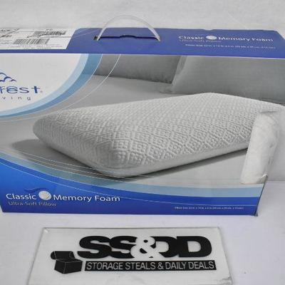 Memory Foam Pillow by Purest Living. Ultra Soft, 22"x14"x5", $17 Retail - New