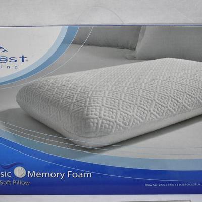 Memory Foam Pillow by Purest Living. Ultra Soft, 22"x14"x5", $17 Retail - New