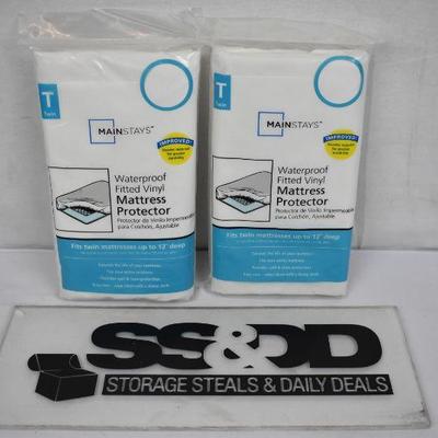Mainstays Waterproof Fitted Vinyl Mattress Protector, Twin - New