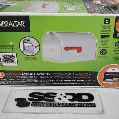 Marshall Locking Large Capacity Galvanized Steel White Post Mount Mailbox - New
