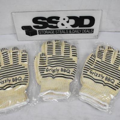 Grizzly BBQ Cooking Gloves, Three Pairs - New