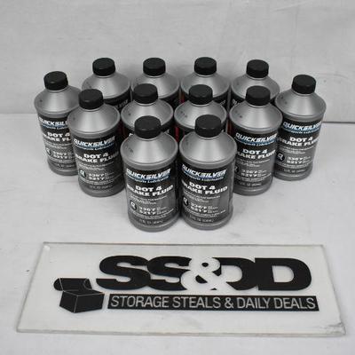 Dot 4 Brake Fluid, Quick Silver Powersports Lubricants, 12 FL. OZ, Qty 12 - New