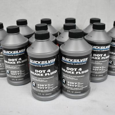 Dot 4 Brake Fluid, Quick Silver Powersports Lubricants, 12 FL. OZ, Qty 12 - New
