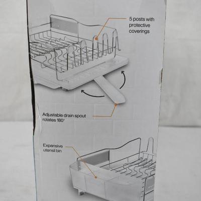 Polder 4 Piece Dish Rack Set Slide Out Drying Tray, Clear, $22 Retail - New