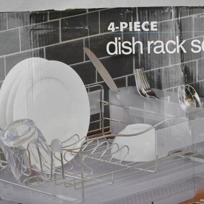 Polder 4 Piece Dish Rack Set Slide Out Drying Tray, Clear, $22 Retail - New