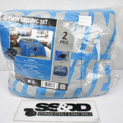 Twin 2PC Bedding Set, NFL Carolina Panthers, Comforter & Sham, $56 Retail - New