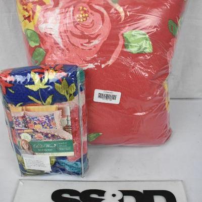 Pioneer Women King Shams Floral & Rose Pioneer Woman Pillow, $44 Retail - New
