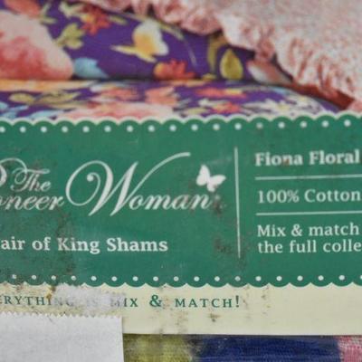 Pioneer Women King Shams Floral & Rose Pioneer Woman Pillow, $44 Retail - New