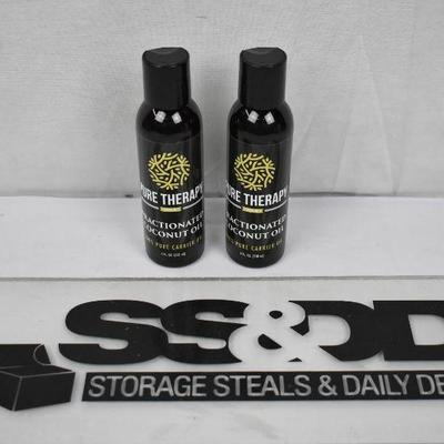 2 Bottles Fractionated Coconut Oil 4oz/eac 100% Pure Carrier Oil - New