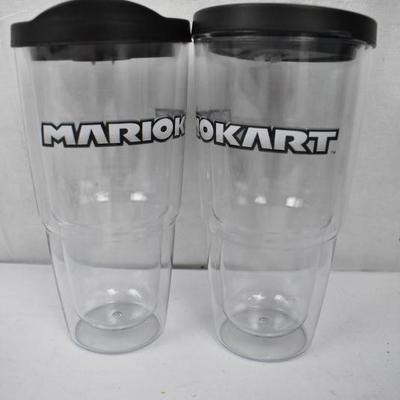 Set of 4 Nintendo Mario Kart Tumblers, 24 oz Capacity, Dishwasher Safe - New