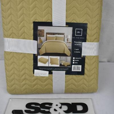 Chic Home Lapp 3 Piece Quilt Cover Set, Queen, Gold, $57 Retail - New