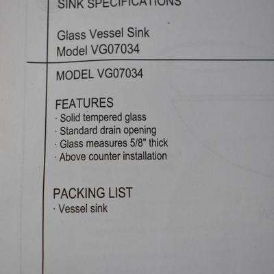 Vigo Northern Lights Glass Basin Sink, Thick Black/Gold Swirl, $77 Retail - New