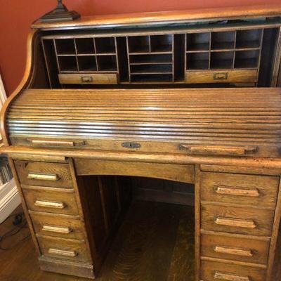 Oak roll top desk