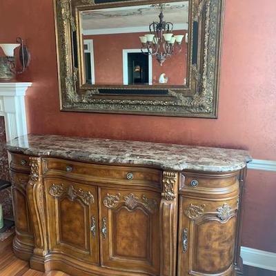 COLLECTION EUROPA MARBLE TOP SIDEBOARD 76"X21"X37" $550
