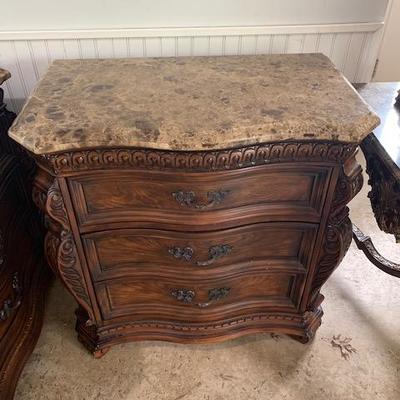 PAIR OF MARBLE TOP NIGHT STANDS 32"X18"X32" $450