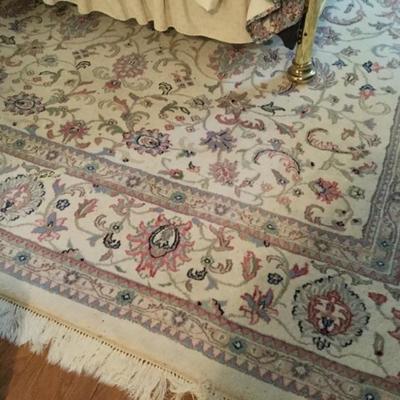Indo Kashan Ivory Oriental Rug 9'3" x 12'