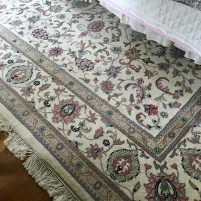 Indo Kashan Ivory Oriental Rug 9'3" x 12'