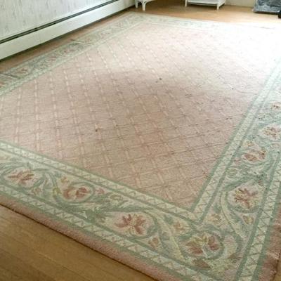 Nourison Pink & Green Hooked Rug 10'9" x 7'11" 