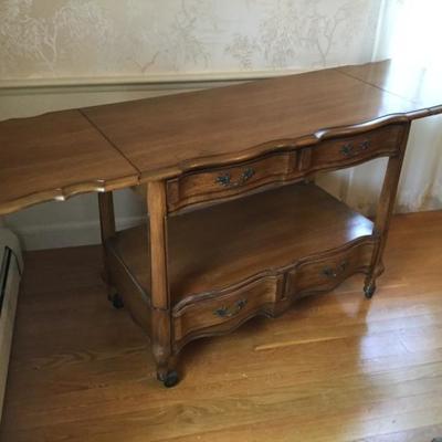 Drop Side Server (on wheels)  40" x 20" with sides up 68", has 2 drawers