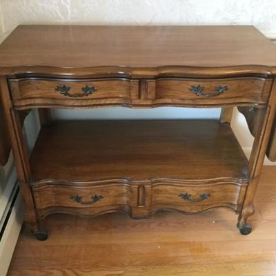 Drop Side Server (on wheels)  40" x 20" with sides up 68", has 2 drawers
