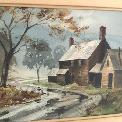 Mid Century Oil on Canvas by E. Carlson - Framed